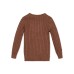 Boys Organic Long Sleeve Fine Gauge Cable V-Neck Sweater Cinnamon heather cable, Small