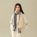 PEAK Knit Scarves Women's Black+Beige F, Plaid Fringe Elegance Scarves+Beige Thermal Hat