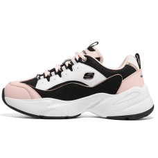 Skechers Sport Cushioned Wear-Resistant Slip-Resistant Low-Top Casual Shoes Women's Black Pinkish 36