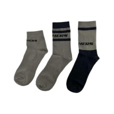 Skechers Mid-Calf Socks Unisex 1 Set Of 3 Pack 1 Set of 3 Pairs (Mixed Colors - 02EE), S