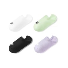 Skechers No Show Socks Women's 4 Pack 4 Pack (White+Black+Yellow Green+Dark Reddish Purple), S