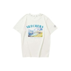 Skechers T-Shirt Unisex Cream Beige White Cream Beige/00NA, M