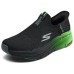 Skechers MEN'S GO Cushioned Slip-Resistant Low-Top Running Shoes Men's Black Green Черный/Лимонный, 42.5