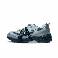 Skechers DLITES Water-Resistant Low-Top Chunky Sneakers Women's Gray Black Blue Gray Blue Black, 39.5