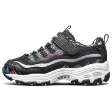 Skechers D'LITES Series Anti Slip Wear Resistant Kids Lifestyle Shoes Black Red Teenagers 28.5