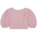 GANNI Drapey Melange Cropped Zipper Blouse 'Pink' Розовый, 36