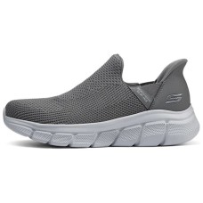 Skechers Go Walk Fle Hands Free Slip Ins Technology Cushioning, Breathable, Quick Dry Low Top Casual Shoes Men's Gray Серый, 41