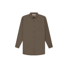 Fear Of God Essentials Women's L/S Oxford Wood Wood coffee, 2XS