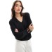 Vila crochet detail v neck knitted jumper in black Черный, 2XL - EU 46