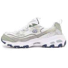 Skechers D'LITES 1.0 Lightweight Height Increasing Low-Top Chunky Sneakers Women's Gray Green Gray Green, 36