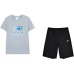 Skechers Casual Sportswear Pearl Blue Kids' Set (Pearl Blue/01MZ), T-Shirt+Shorts, 160