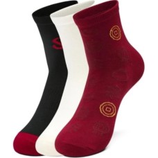 Skechers Ankle Socks Unisex 3 Pack 3 Pack (Black Beauty+Cotton Candy+Chili Red), S