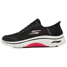 Skechers WOMEN'S GO WALK Breathable Coverage Low-Top Casual Shoes Women's Black Red Black/Peach Pink, 36.5