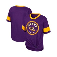 Big Girls Purple LSU Tigers Tomika Tie-Front V-Neck T-shirt Фиолетовый, M
