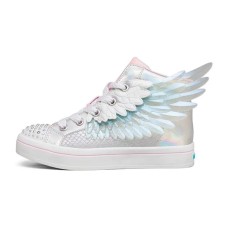 Skechers Twi Lites 2.0 Flash Light Mid Top Kids' Skateboarding Shoes Silver Pink Teenagers 32