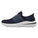 Skechers Slip Ins Delson 3.0 Cushioned Slip-Resistant Abrasion-Resistant Low-Top Casual Shoes Men's Blue Black Blue Black, 41