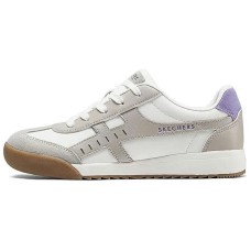 Skechers Street Anti-Slip Wear-Resistant Low-Top Skateboard Shoes Women's White Gray Purple White Gray/Purple, 35