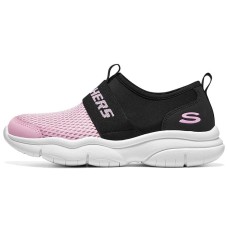 Skechers Girls Abrasion Resistant Slip Resistant Low Top Kids' Running Shoes Pink Black Teenagers Black Pink, 35