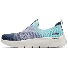Skechers Go Walk Fle Breathable Low Top Running Shoes Women's Turquoise navy/light green, 38.5