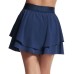 Women's Solid Sport Court Pull-On Layered Skort Blue Iris, XL