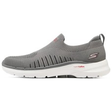 Skechers Go Walk 6 Cushioning Anti-Slip And Wear-Resistant Lightweight Rebound Low-Top Casual Shoes Men's Gray Red 42.5