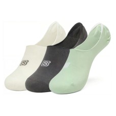 Skechers No Show Socks Unisex 3 Pack 3 Pack (Marshmallow White/Dark Gray/Aqua Green/043F), S