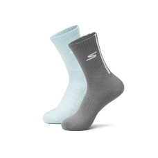 Skechers Mid Calf Socks Unisex 2 Pack 2 Pack (High Altitude Blue+Shark Gray), S