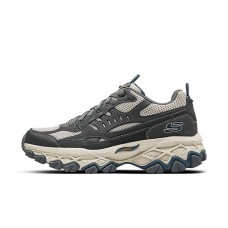 Skechers Anti-Slip Wear-Resistant Mid-Top Trekking Shoes Men's Gray Blue Charcoal Gray/Blue, 44
