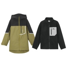 Skechers Windbreaker Jacket 2 Pack Olive Gray Brown Teenagers 橄榄灰粽, 140