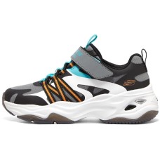 Skechers D'LITES Series 4 Slip Resistant Anti Kick Cushioning Kids Lifestyle Shoes Gray Orange Teenagers 28.5
