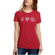 Women's Premium Blend Peace Love Dogs Word Art T-shirt Красный, Large