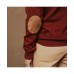 Boys Organic Long Sleeve Henley Pullover Sweater with Elbow Patches Красный, XSmall