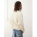 Weekday Arthur chunky rib jumper with distressed hem detail in off-white Белый, M - 96-102 CM