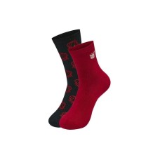 Skechers Mid Calf Socks Unisex 2 Pack 2 Pack (Black/Dark Red/042W), S