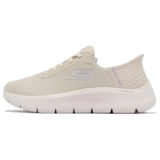 Skechers Go Walk Fle Hands Free Slip Ins Abrasion Resistant Breathable Low Top Casual Shoes Women's Beige Yellow Beige Yellow, 37