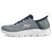 Skechers Go Walk Fle Hands Free Slip-Ins Low-Top Casual Shoes Men's Gray Blue Gray Blue, 39.5