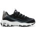 Skechers DLITES Anti-Slip Wear-Resistant Low-Top Chunky Sneakers Women's Black Black/Rubber, 35