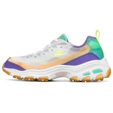 Skechers D'LITES 1.0 Cushioned Slip-Resistant Abrasion-Resistant Breathable Low-Top Casual Shoes Women's Purple Green 36