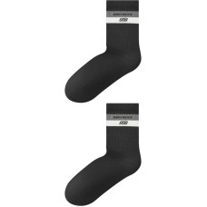 Skechers AW24 Mid Calf Socks Unisex 2 Pack Black Black (2 Pack), M