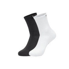 Skechers Mid Calf Socks Unisex 2 Pack White+Carbon Black 2 Pack (White+Carbon Black), S