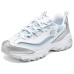 Skechers DLITES Slip-Resistant Breathable Low-Top Chunky Sneakers Women's Silver White Silver White, 35.5