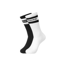 Skechers Mid Calf Socks Unisex 2 Pack 2 Pack (Carbon Black+Bright White), S