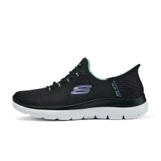 Skechers Summits Slip-Ins Technology Anti-Slip Wear-Resistant Low-Top Casual Shoes Women's Black Green Черно-зеленый, 35