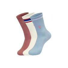 Skechers Hilarious Monster Series Mid Calf Socks Unisex 3 Pack Dark Pink+Ecru+Light Blue 3 Pack (Dark Pink+Ecru+Light Blue), S